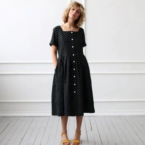 NWOT Button up linen short sleeve dress in eggplant/purple from OFFON Clothing